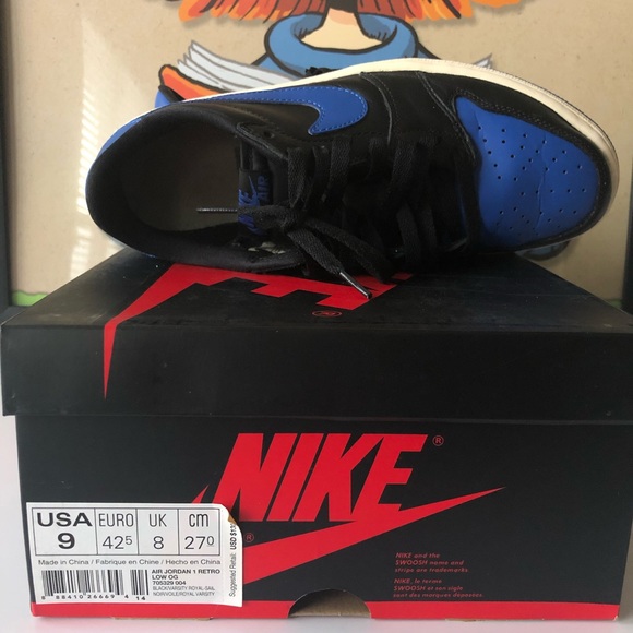 Nike Air Jordan 1 Size 9 Low Royal Pre-Owned - Picture 7 of 7